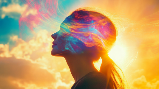 An illustration of a person calmly reflecting on positive affirmations and personal growth